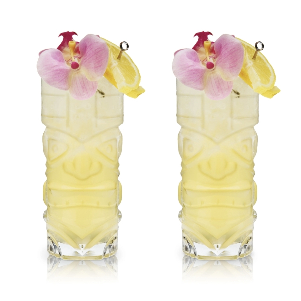 Viski Pacific Crystal Tiki Glasses Lead Free Crystal Set Of Two Pre Owned